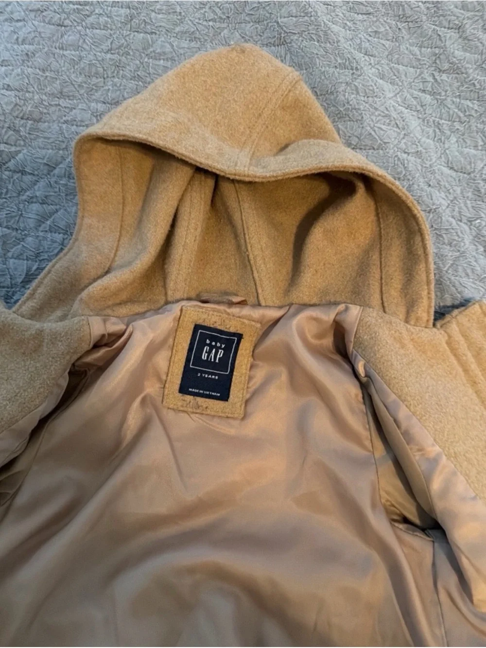 GAP Girls' Hooded Toggle Pea Coat in Camel